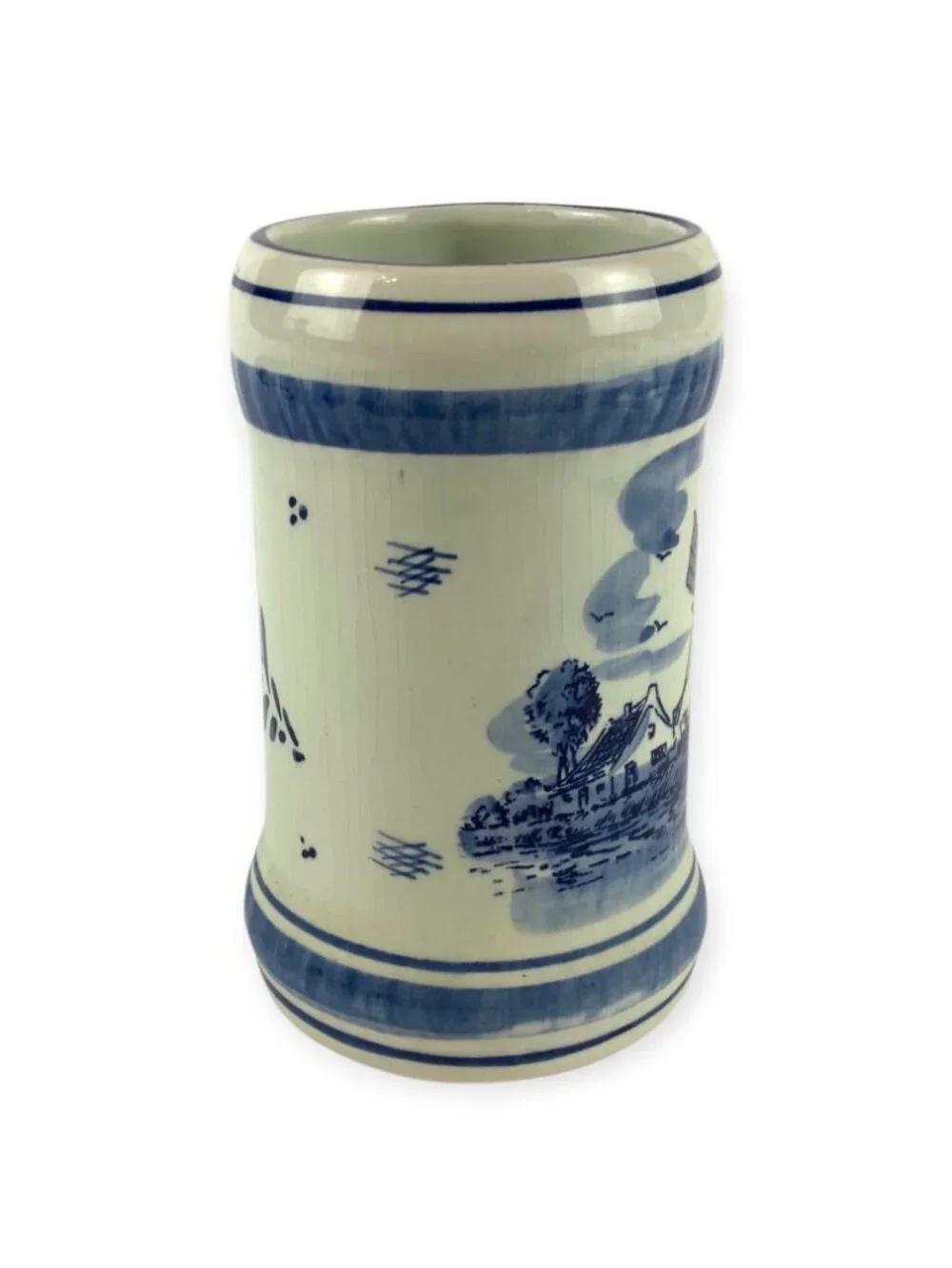 Delft Blue Ceramic Coffee Mug Cup Windmill Design Hand Painted Dutch Style
